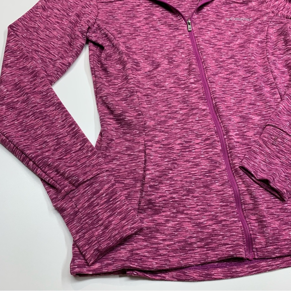 Columbia Full Zip Marled Pink Knit Athletic Zip Up Jacket Women’s Size Medium - Picture 4 of 7